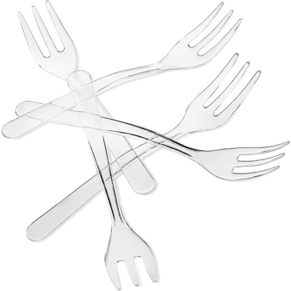 Althee Smagning Mini Gaffler - 500 Karat Klar Plastik Gaffler til Frugtdesserter og Fryserfester (50 Karat Mini Gaffler)
