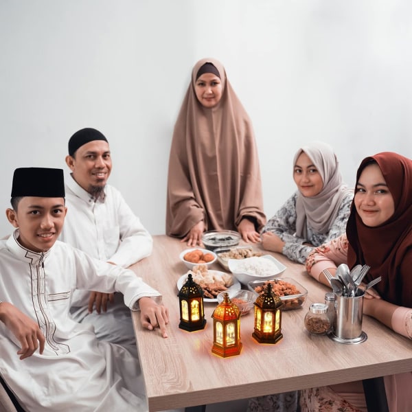 6 st Ramadan-lyktor Marockansk stil Vintage Dekorativa LED-ljus Hängande Lykta Batteridriven