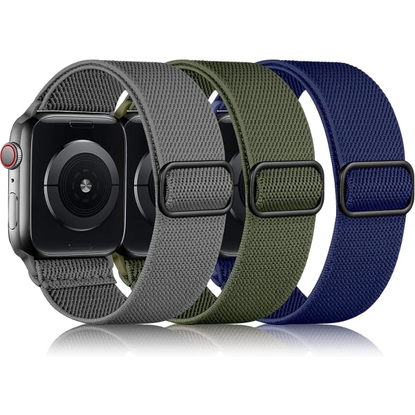 3-pack nylon solo-bånd som er kompatible med Apple Watch 3 stk 4 42mm/44mm/45mm/49mm 3pcs 4