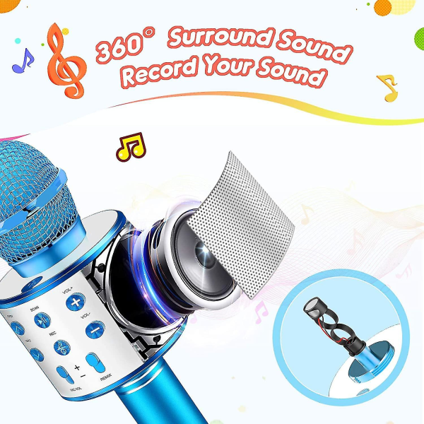 Sjovt legetøj til 3-12 årige piger, mikrofon til børn Karaoke mikrofon fødselsdag til 5-12 årige drenge Legetøjsmikrofon til børn