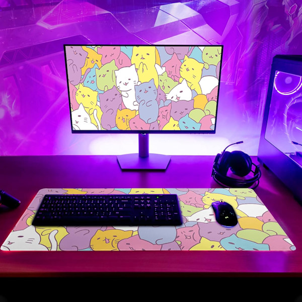 Gaming Mousepad, Stor Stort Mousepad til Skrivebord, Stort Computer Tastatur Skrivebordspude, Syet Kanter Mousepad, 3mm Tyk Lang 31,5 X 11,8 Tommer