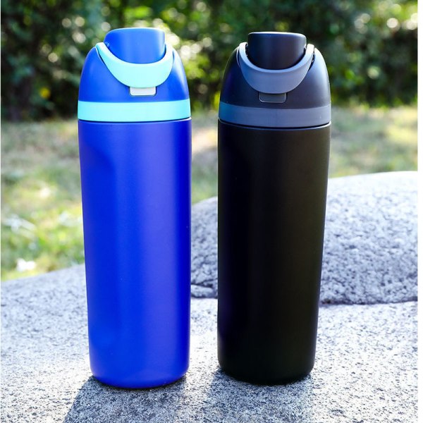 Isoleret vandflaske i rustfrit stål med sugerør til sport og rejser, BPA-fri, 24 oz