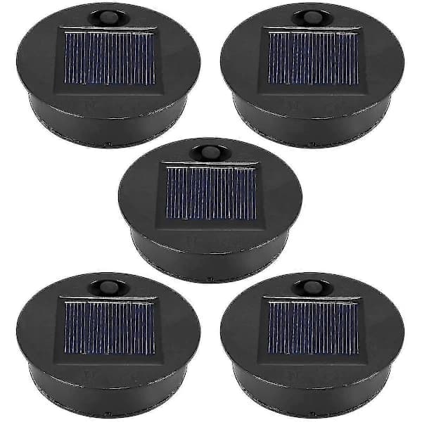 5-pack solar lantern replacement tops with 7 warm white LEDs, waterproof automatic on/off for outdoor garden lanterns 7 cm