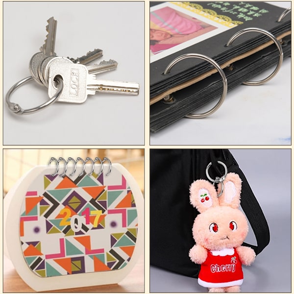 Pakke med 100 Bindere 20mm Bogringe Løse Blade Clutch Ringe Metal Bogringe Binder Ringe Nøgleringe til Scrapbog Album Håndværk - Sølv