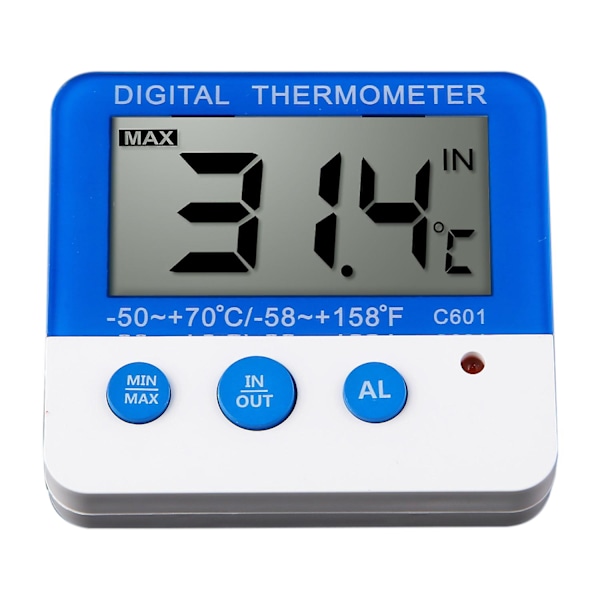 Digitalt kjøleskapstermometer med alarm og maks/min temperatur, lettlest LCD-skjerm, digitalt kjøleskap-frysetermometer for innendørs utendørsC[C]