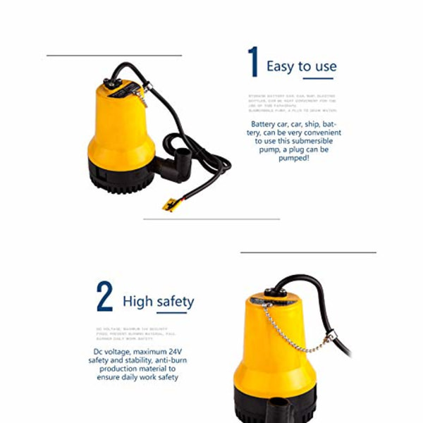 12V nedsænkelig vandpumpe 50W nedsænkelig pumpe 4200L/H DC pumpe Snavset vandpumpe Bærbar ledningslængde 2,3 meter Med cl