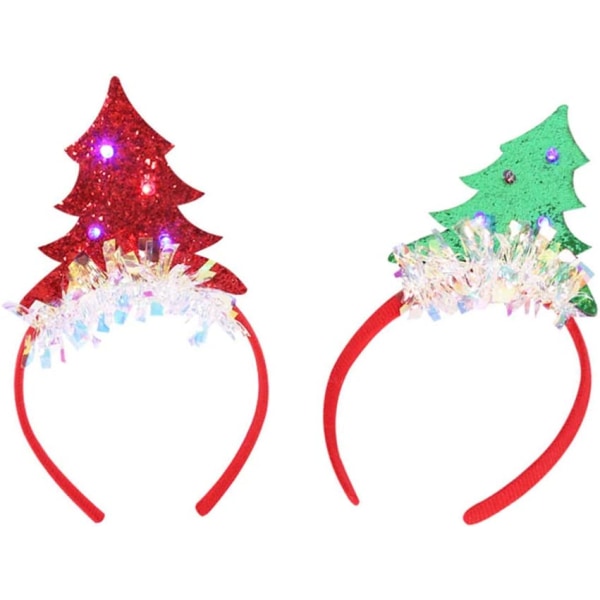 2 kpl LED-hiuspanta Joulupukin hattu Jouluiset hiustarvikkeet hiuspanta