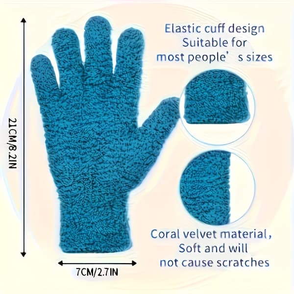Mikrofiber Støvehandsker, Koralfleece Stof, Elastisk & Åndbart, 4 Farver Grey