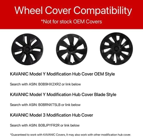 Hjulkapsler (4 stk.) til KAVANIC Tesla Model Y Model 3 Modifikation Cover (sort/mat sort) Black / Matte Black