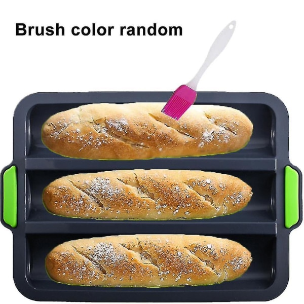 Non-stick Silikon Baguette Form Bröd Knäckplåt, brödform, perfekt franskbröd, brödpinne and fracture with silikonborste