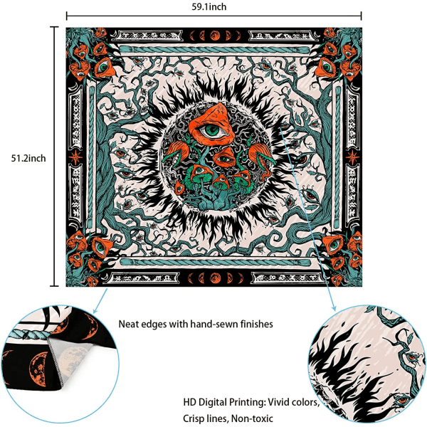 Mushroom Burning Sun Tapestry (51,2 x 59,1 tuumaa)