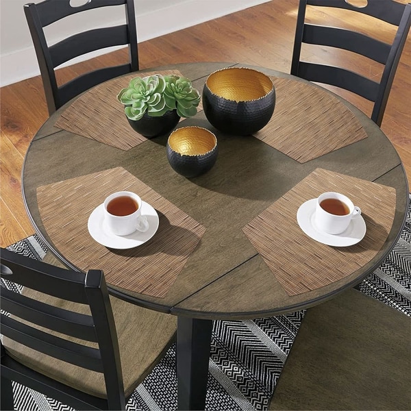 Runda bordsunderlägg Set med 4 kilunderlägg Värmebeständiga runda bordsmattor Torka av (4, solbrända)