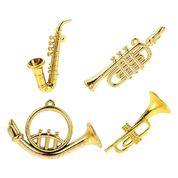 4 st Miniatyrinstrument i plast Hushållsbarnleksaker Dekorativa instrumentmodeller（7,6x5,5cm，Gyllene）