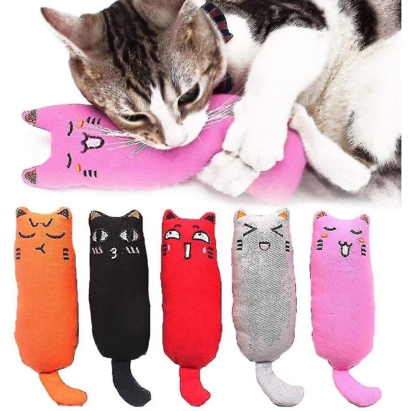 5 stk katteurtlegetøj, kattetyggelegetøj Bidfast katteurtlegetøj til katte, katteurt fyldt tegneseriemus Kattebitter Tyggelegetøj, flerfarvet