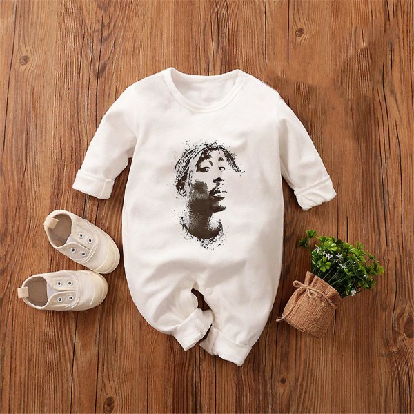 Tib Amerikansk Rapper Tupac 2pac Hip Hop Baby Boy Girl Klær Mote Trend 2023 Body Nyfødt Vår Hjem Baby Rock Onesies WCLTY-162 18M