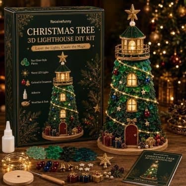 Bærbart DIY-julefigurssæt med lys til juledekoration Dream Lighthouse
