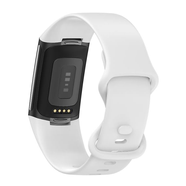 Til Fitbit Charge 5 Silikone urbånd Hvid L