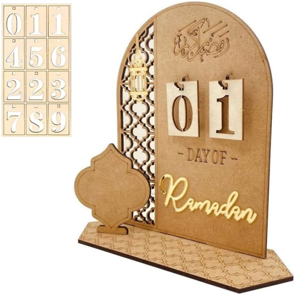 Trä-Ramadan-Adventskalender 2024, 30 Dagars Nedräkningskalender Trä-Eid-Kalender DIY style-1