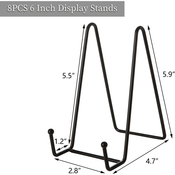 8 x Plate Stand 6 tommers Plate Stands for Display