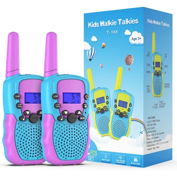 Selieve Legetøj til Børn i Alderen 3-14 År, Walkie Talkies til Børn 22 Kanaler 2-Vejs Radio Legetøj med Baggrundsbelyst LCD Lommelygte