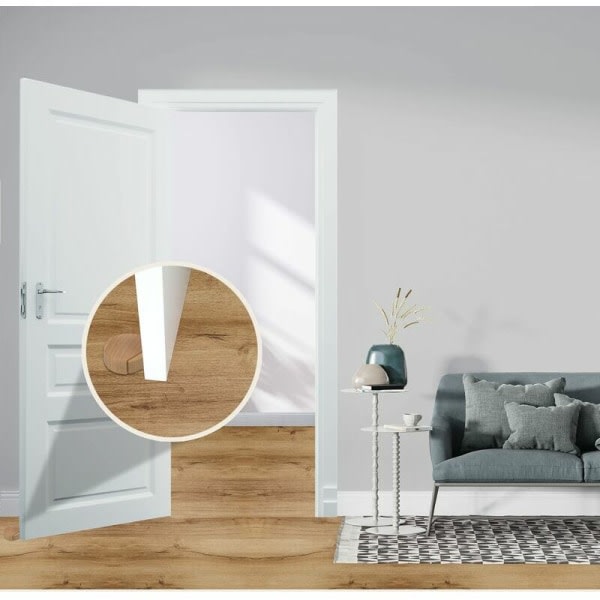 Selvklebende dørstopper - dørstopper i tre for gulv og parkett - selvklebende dørstopper - diskret og elegant dørstopper - sett med 4 stk (bok)