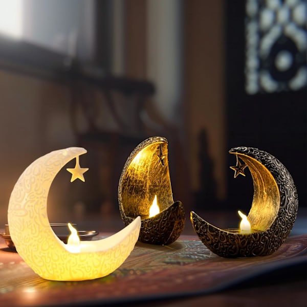 Ramadan-lykt, Mini Ramadan LED-lysdekorasjoner, 6 stk Eid Mubarak Mini-lykter