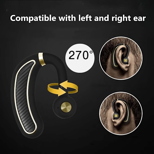 Bluetooth-headset, Enkelsidig Krokhörlurar, Trådlösa Hörlurar med Mikrofon, Brusreducering, Vattentäta Hörlurar