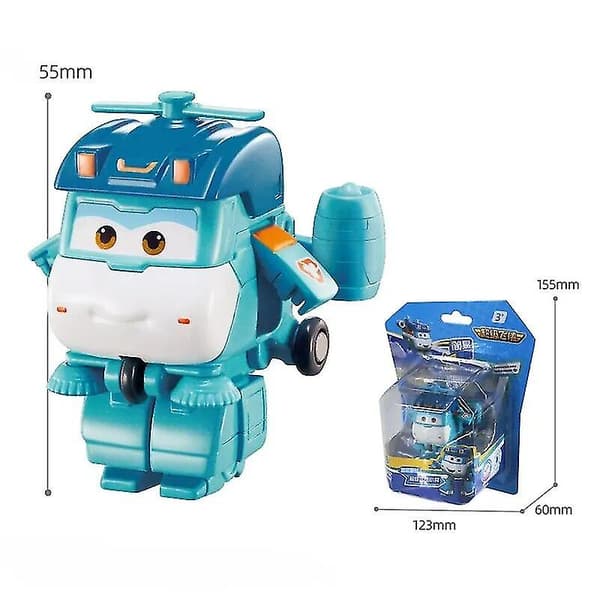 Super Wings Action Figures 2\" Mini Transformerende Deformations Fly Robot Jett Dizzy Dino Transformationsmodel Legetøj Børnegaver Grøn Green