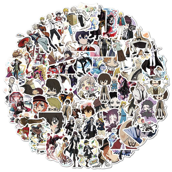 100 st Bungo Stray Dogs Stickers Anime Sticker Pvc Graffiti Decals Resväska