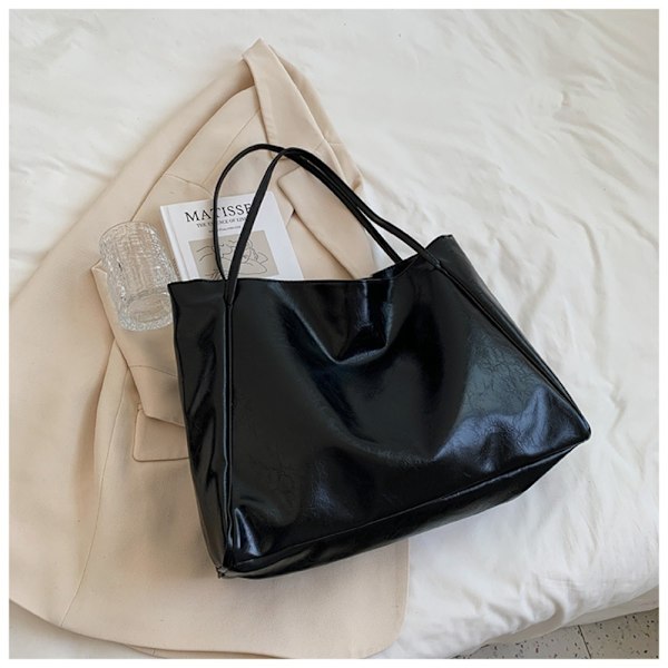 Vintage Handväska PU Läder Väska SVART black