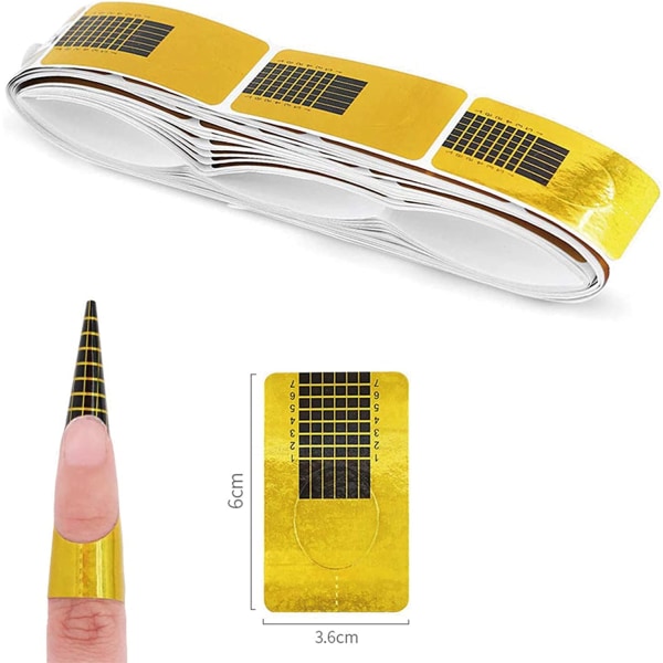 500 bitar Nail Art Tips Förlängningsdekaler, självhäftande nagelform med nummer, för UV Gel Nail Extension Nagelförlängning (1 rulle)