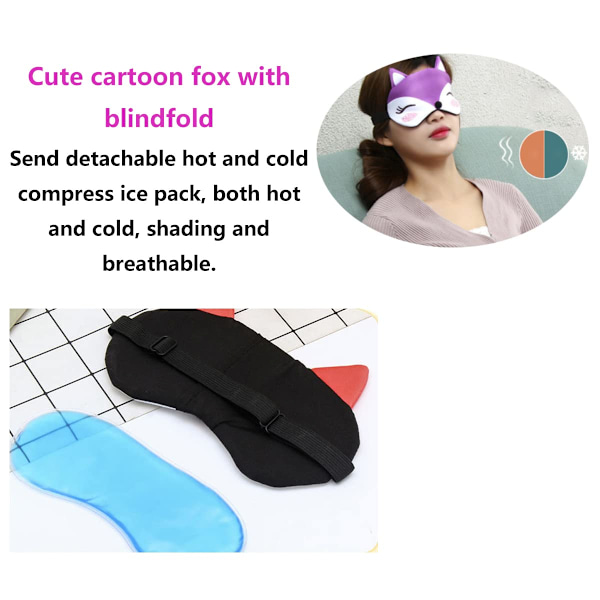 Ögonmask för sovande barn, 3 st barn sovmask barn ögonmasker för sovande söta djur ögonmasker tecknad räv ögonlock