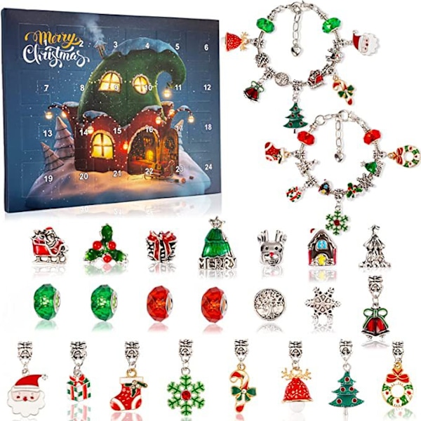 Julekalender 24 Kalender Advent Overraskelse Blind Box Julearmbånd Sæt A