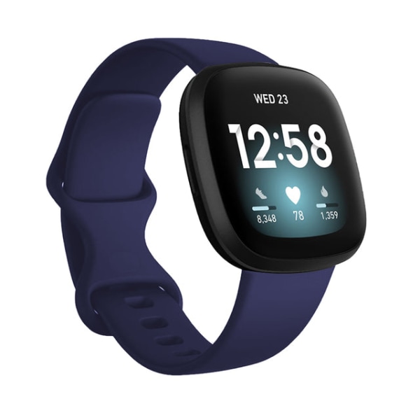 Fargerikt armbånd til Fitbit Versa 3-klokke Soft Band Correa for Fitbit Sense Versa3-klokkerem, midnattsblå Midnight Blue S