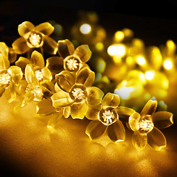 7M 50 LED Solcellelysstreng Have Fe-lys Warm cherry blossoms