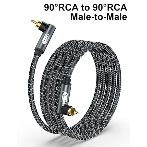 Subwoofer-kaapeli, digitaalinen audio koaksiaalikaapeli, RCA-liitin kullatulla liittimellä, kaapeli subwooferille, AV-vastaanottimelle, vahvistimelle, kotiteatterille