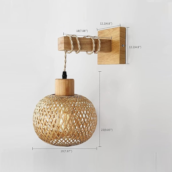 jengush/BambooWallLamp-WB001-Indoor-2-Modern Elegance: Set om 2, Vävd Bambubur, Sovrum