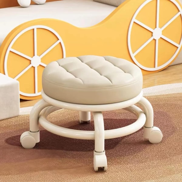 Matala pyörällinen jakkara 360° yleispyörillä Beige
