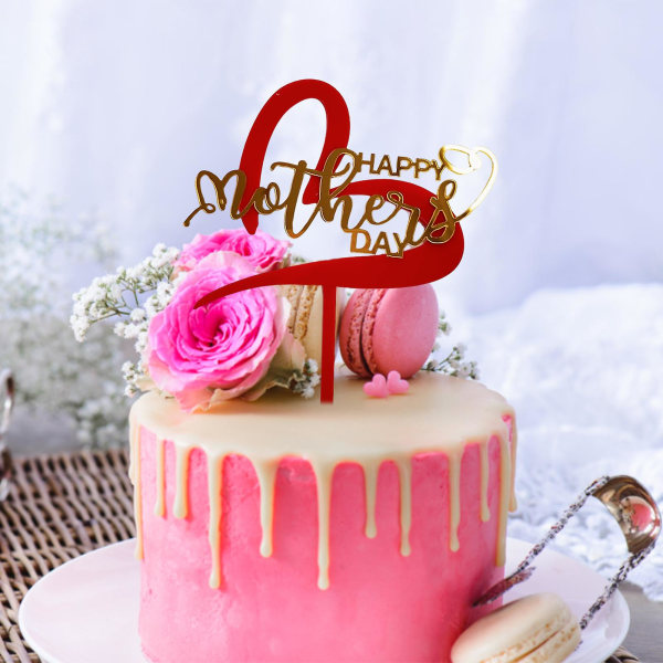 Multifunksjonell Cake Topper Grade Gratis Akryl Rose Flower Heart Morsdag Cupcake Pick Festrekvisita Tianyuhe A