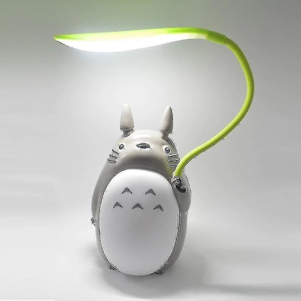 Bästa Shiyi Cartoon Totoro USB-laddningsbar skrivbordslampa, dubbla användningsområden kreativ nattlampa (chinchilla vit mage)