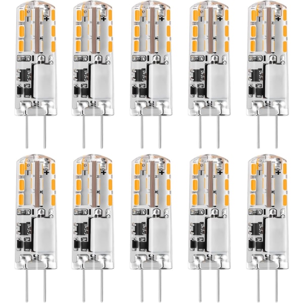 10x G4 LED-lampor 12V AC/DC Varmvit 3000K2W, Ej dimbart ljus