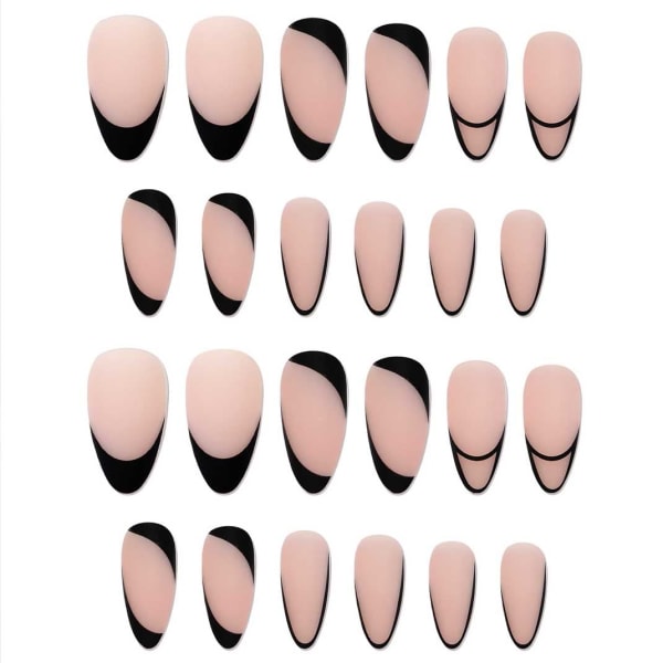 Mandelsvarta akrylnaglar Nakenmatta naglar för kvinnor