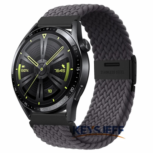 22 mm nylon kompatibel med Galaxy Watch 3 45 mm/ur 46 mm, Gear S3 Frontier/Classic , Huawei Watch GT 3 46 mm flettet bånd 8