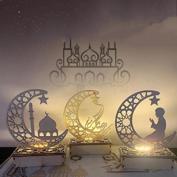 Puiset koristeet yövalo Eid Mubarakin ramadan-sisustus kotiin islamilaiseen muslimijuhlaan Eid Al Adha Ramadan Eid -sisustus LED-valo6