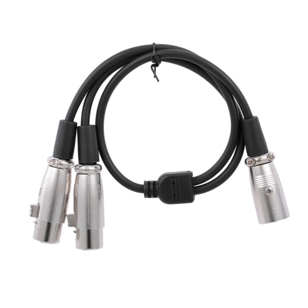 XLR-kabel 1 hann til 2 hunn mikrofonkabel lydkabel for forsterker og mikser 50 cm (svart)