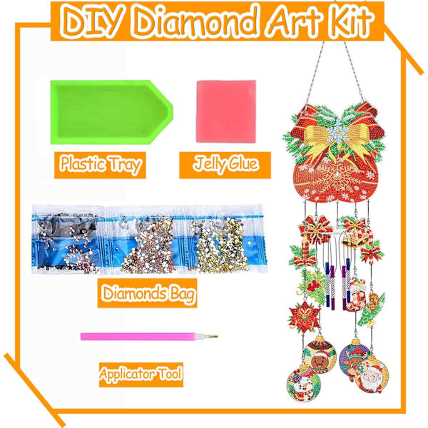 Diamantmålning vindklockor kit, dubbelsidig 5D DIY diamantmålning solfångare hem hängande prydnad för trädgård (PFL508-8) PFL508-8