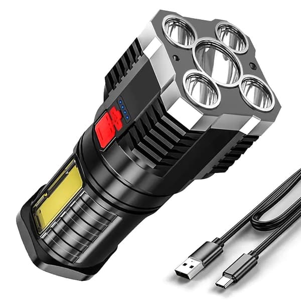 Genopladelig lommelygte med sidelys, 5W, 800mAh