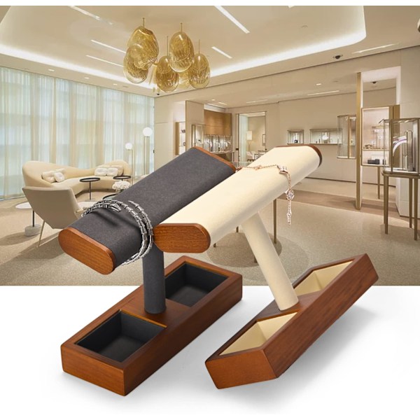 Massivt Træ Ur Display Stand T-bar Ur Stand til Mænd og Kvinder Smykketilbehør Organizer til Butik og Hjem
