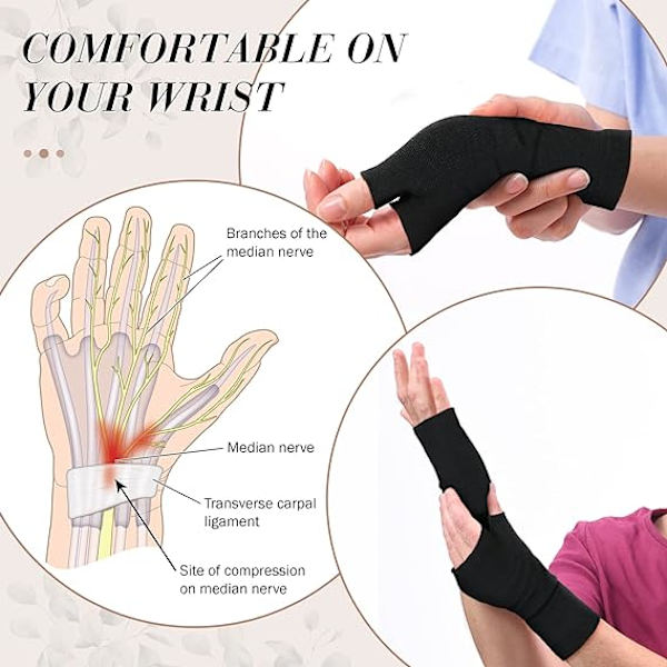 2 st kompressionshandledsstöd tum handledsskena andningsbar handleds- och tumstöd elastiskt handledsstöd handstöd för kvinnor män sport, M