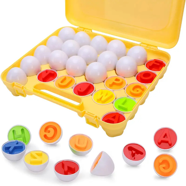 Montessori ABC Oppdagelsesegg: 26-delt Interaktivt Alfabet & Formbrett